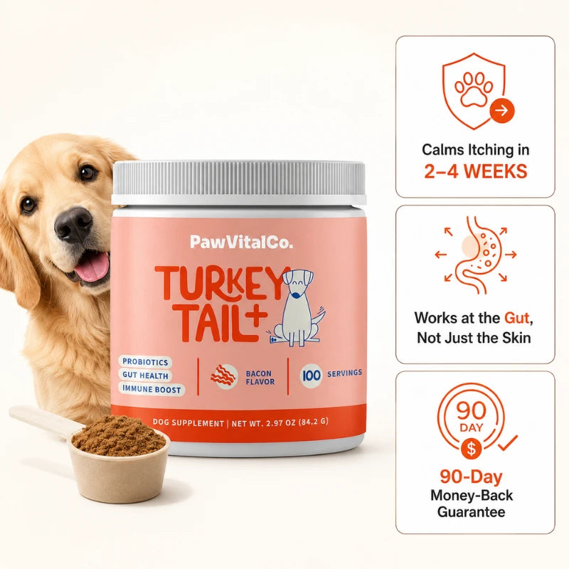 CalmPaws Turkey Tail Probiotic – Itch, Skin & Gut Support for Dogs