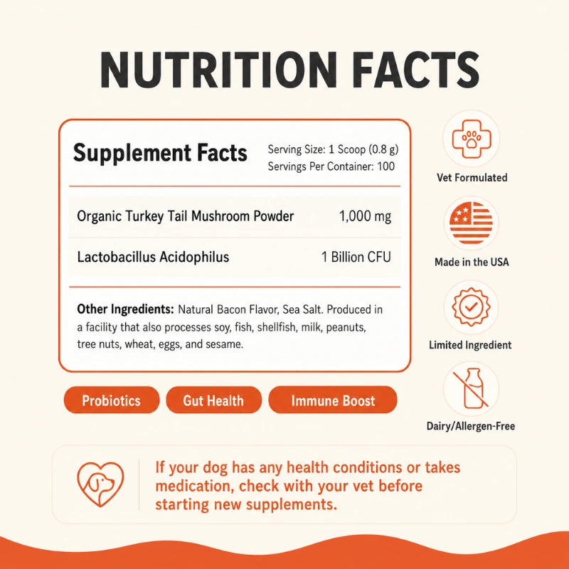 CalmPaws Turkey Tail Probiotic – Itch, Skin & Gut Support for Dogs