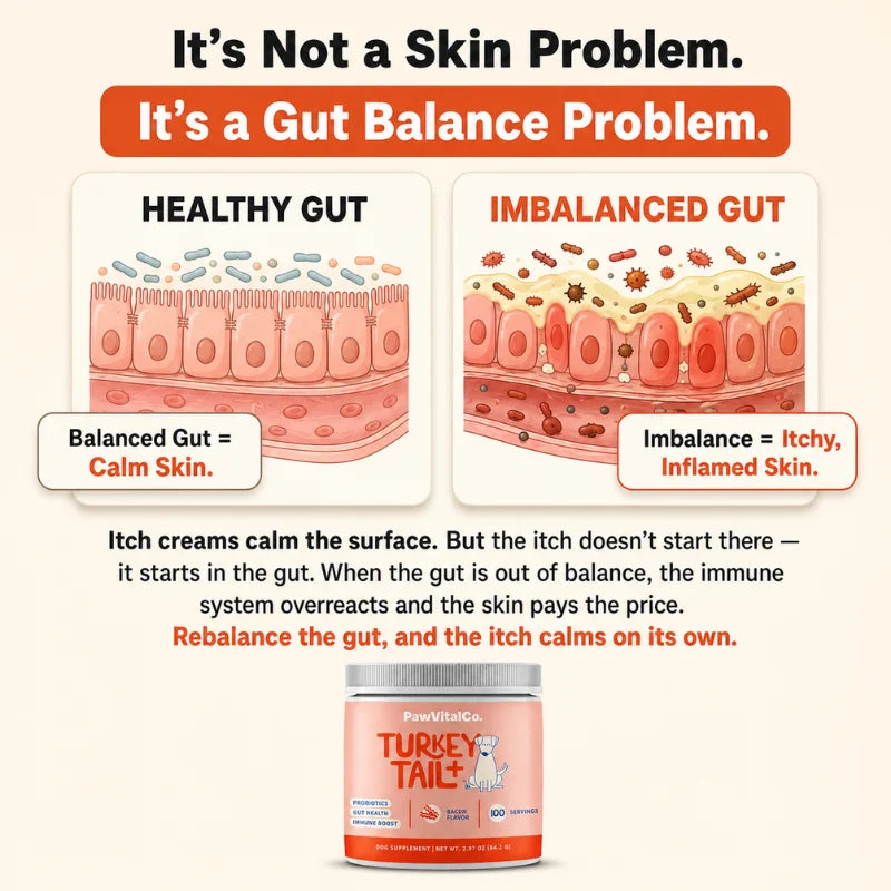 CalmPaws Turkey Tail Probiotic – Itch, Skin & Gut Support for Dogs