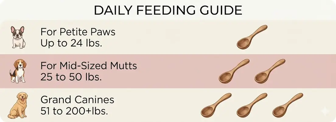 CalmPaws feeding guide by weight