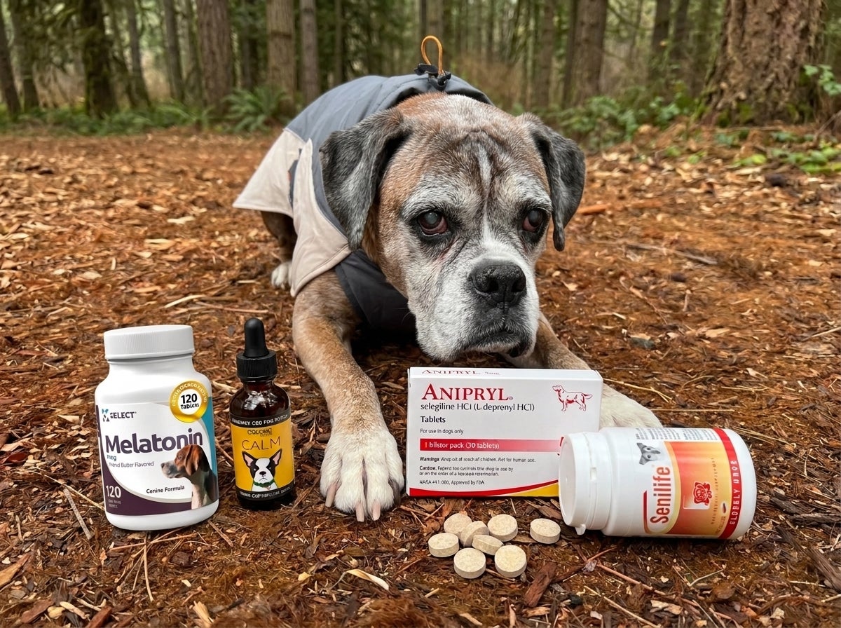 Senior boxer showing signs of dementia